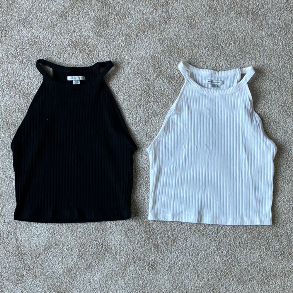 Black and white American Eagle cropped tank tops